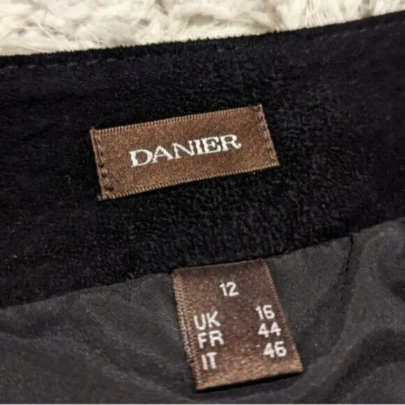 NWT Danier leather suede black studded mini skirt