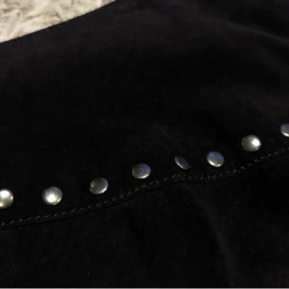 NWT Danier leather suede black studded mini skirt