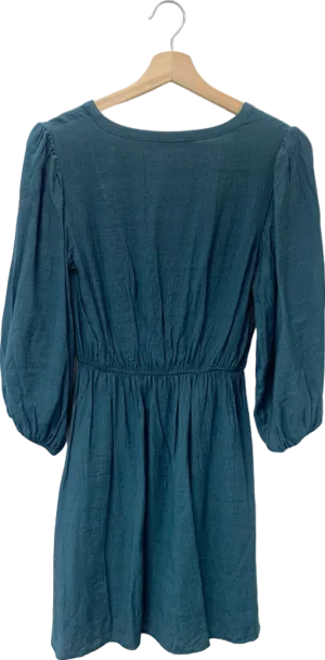Oasis Teal V-Neck Lace-Up Mini Dress UK 8
