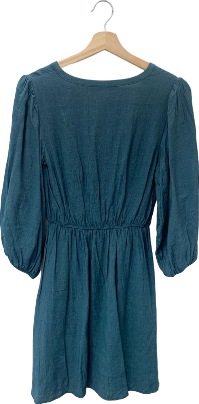 Oasis Teal V-Neck Lace-Up Mini Dress UK 8
