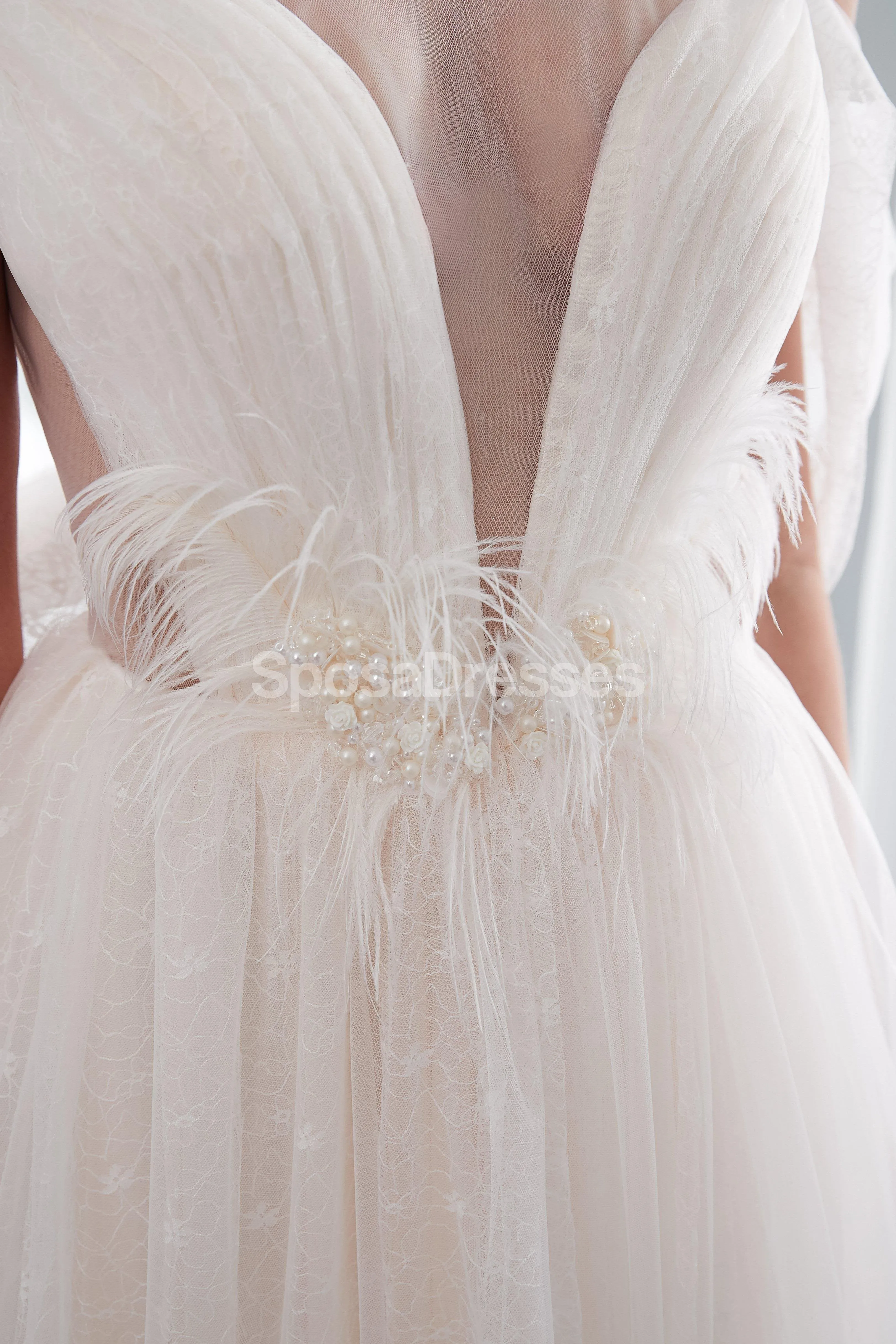 Off Shoulder Simple A-line Scoop Cheap Wedding Dresses Online, Cheap Bridal Dresses, WD573