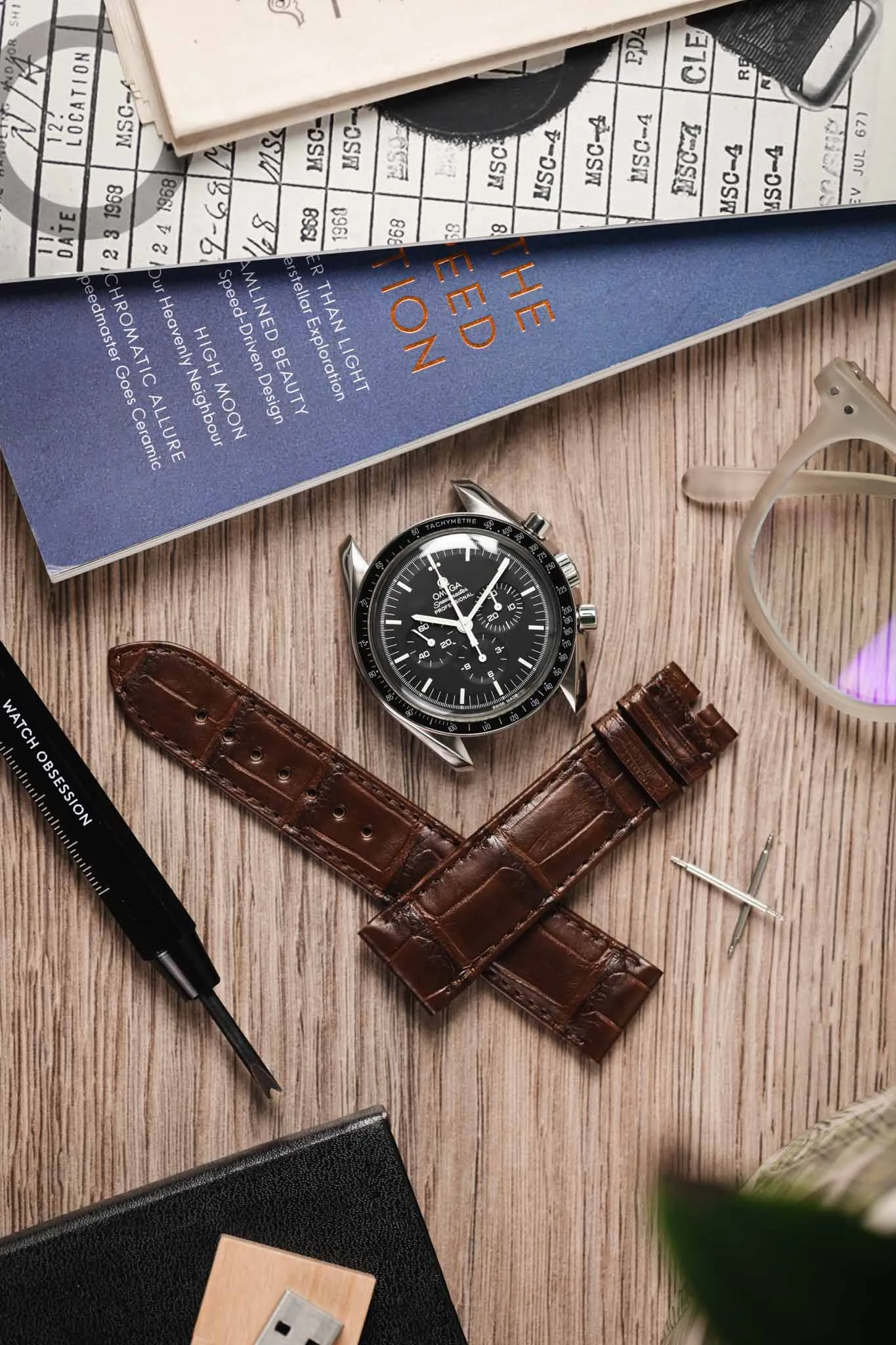 OMEGA 98000411 Seamaster Aqua Terra Genuine Alligator 20mm Watch Strap in BROWN
