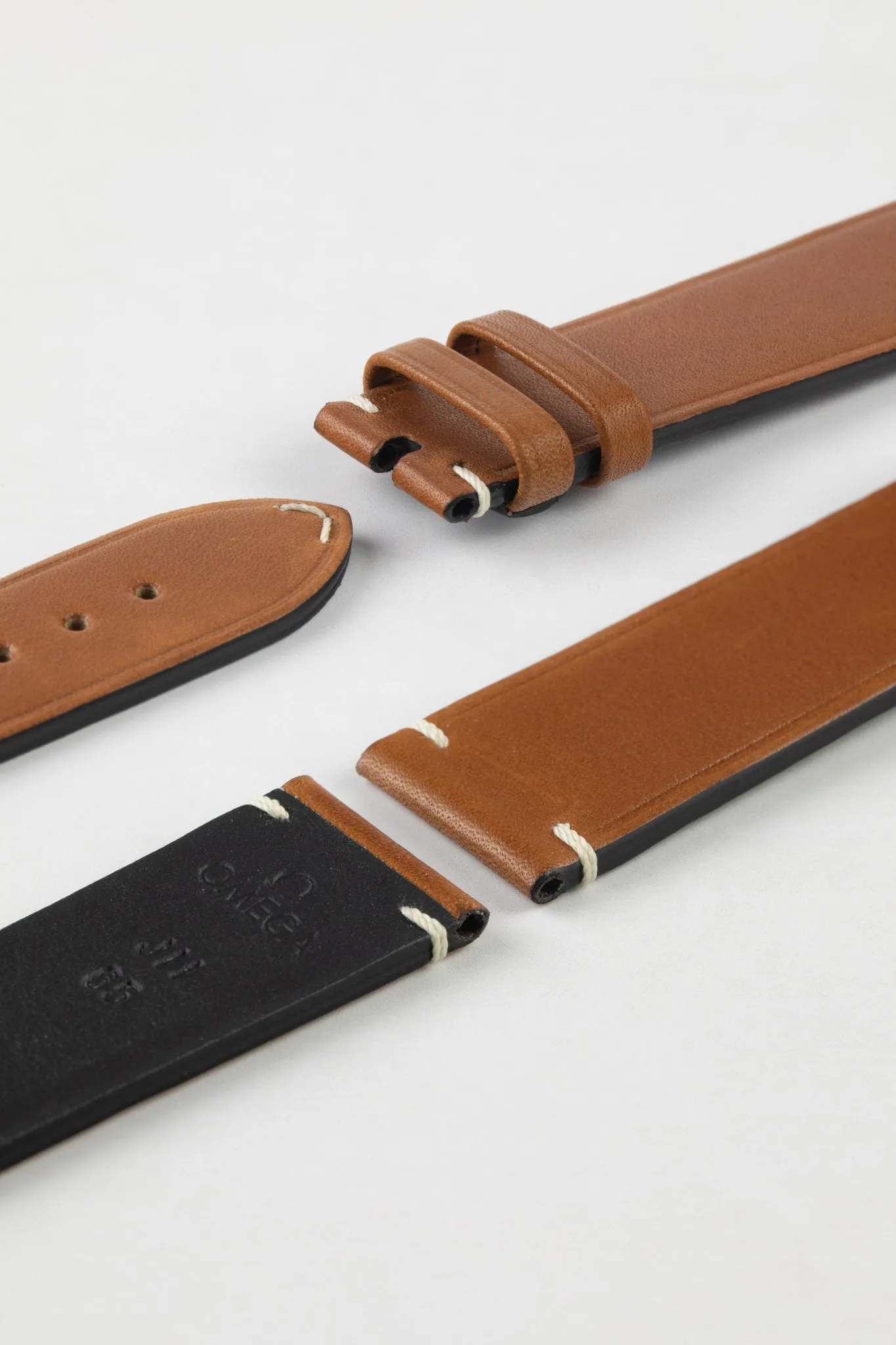 OMEGA CUZ012277 Vintage-Style Leather Watch Strap in GOLD BROWN