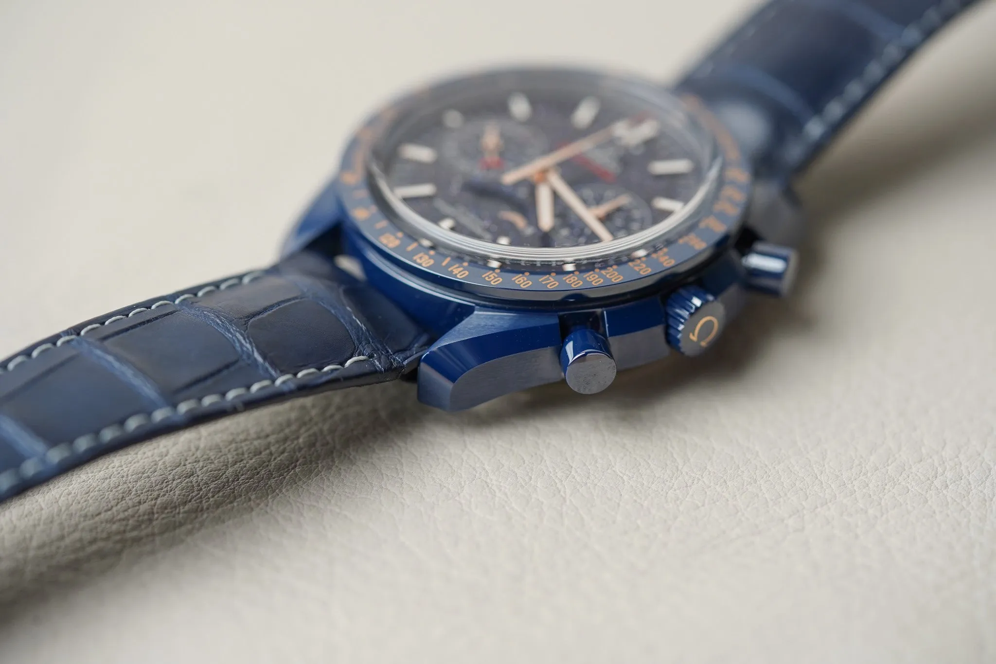 Omega Speedmaster Moonphase Blue Ceramic Aventurine 304.93.44.52.03.002
