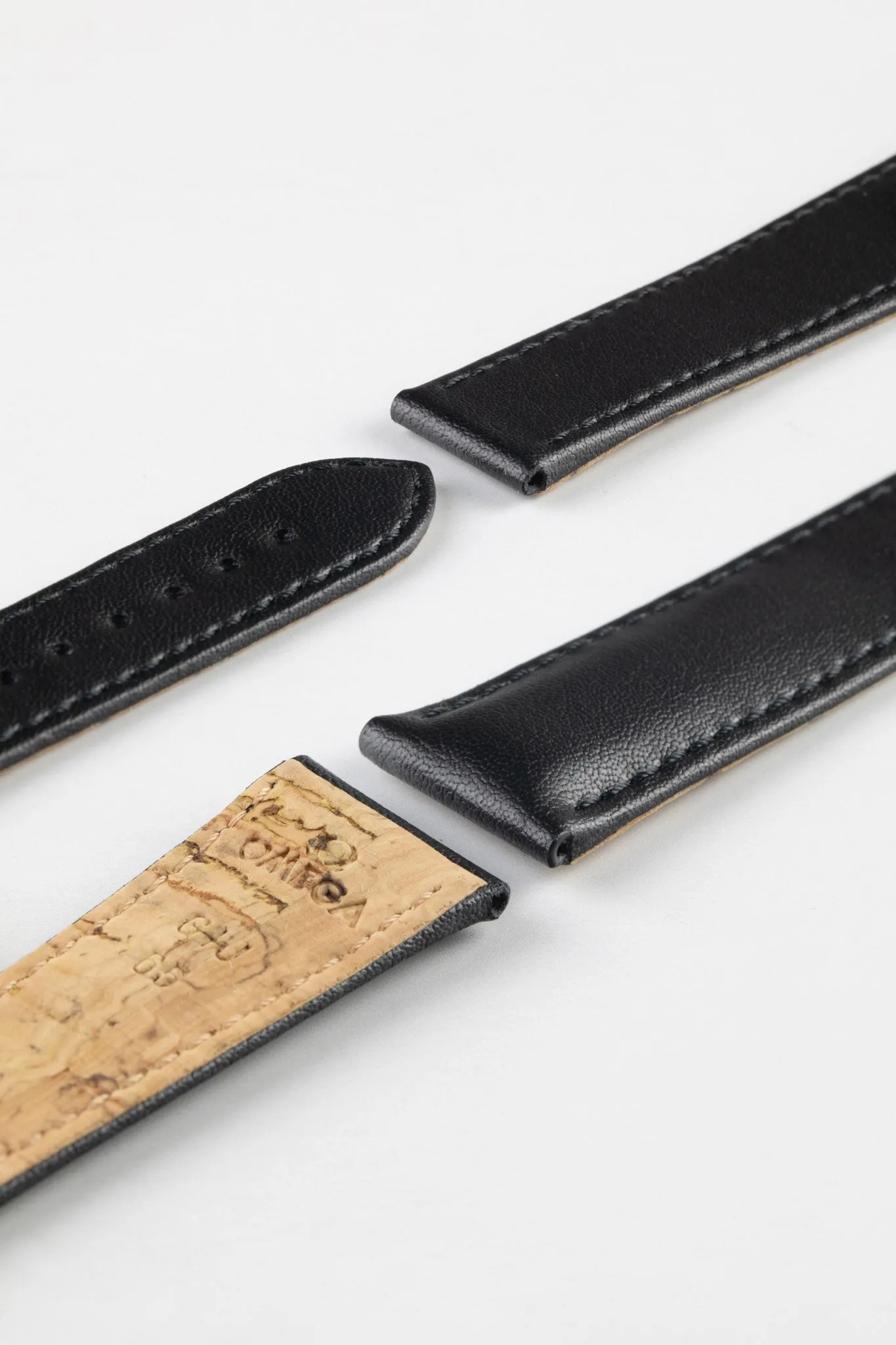 OMEGA Z017135 Vegan Faux-Leather Deployment Watch Strap in BLACK