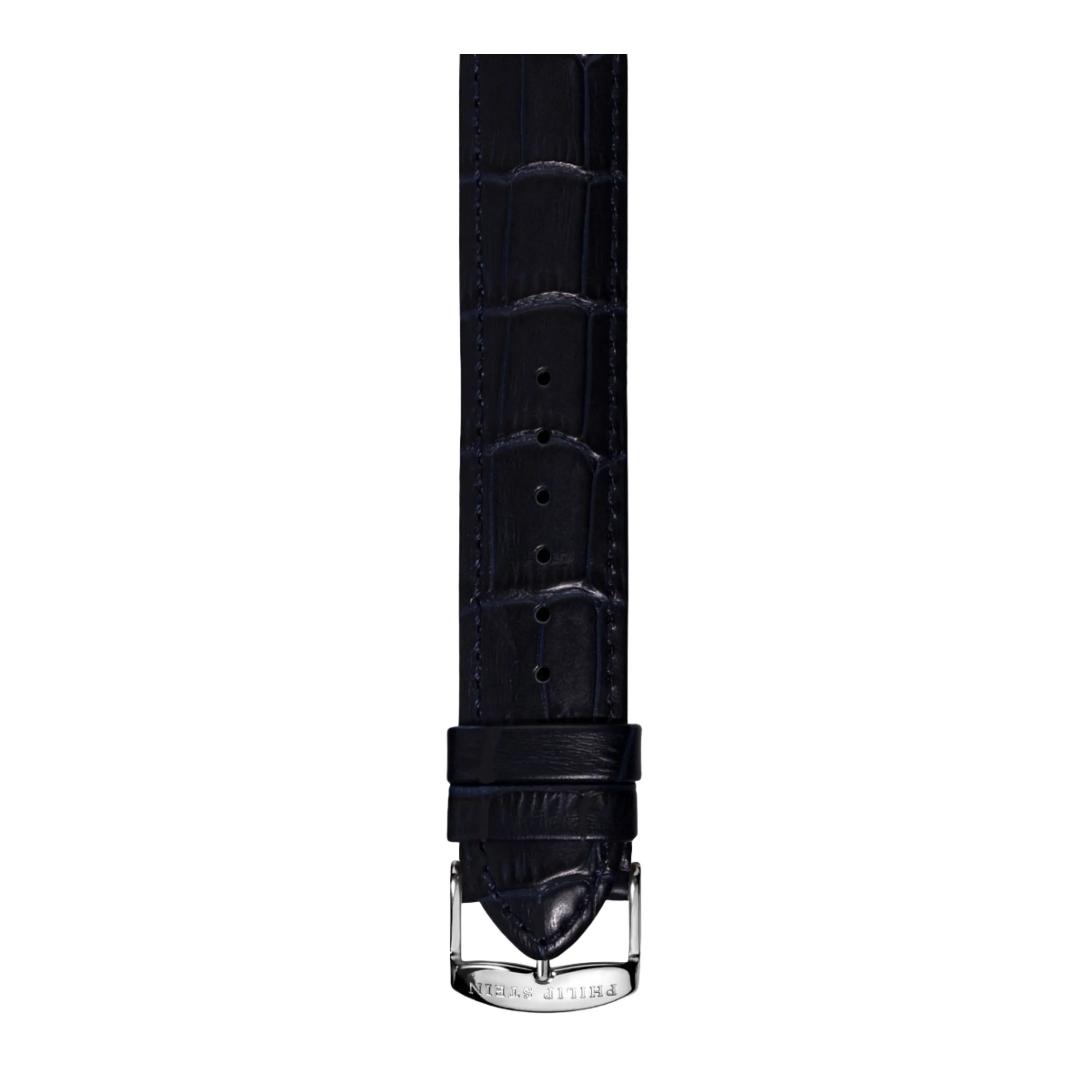 PHILIP STEIN Signature Black Alligator-Print Strap Size 1