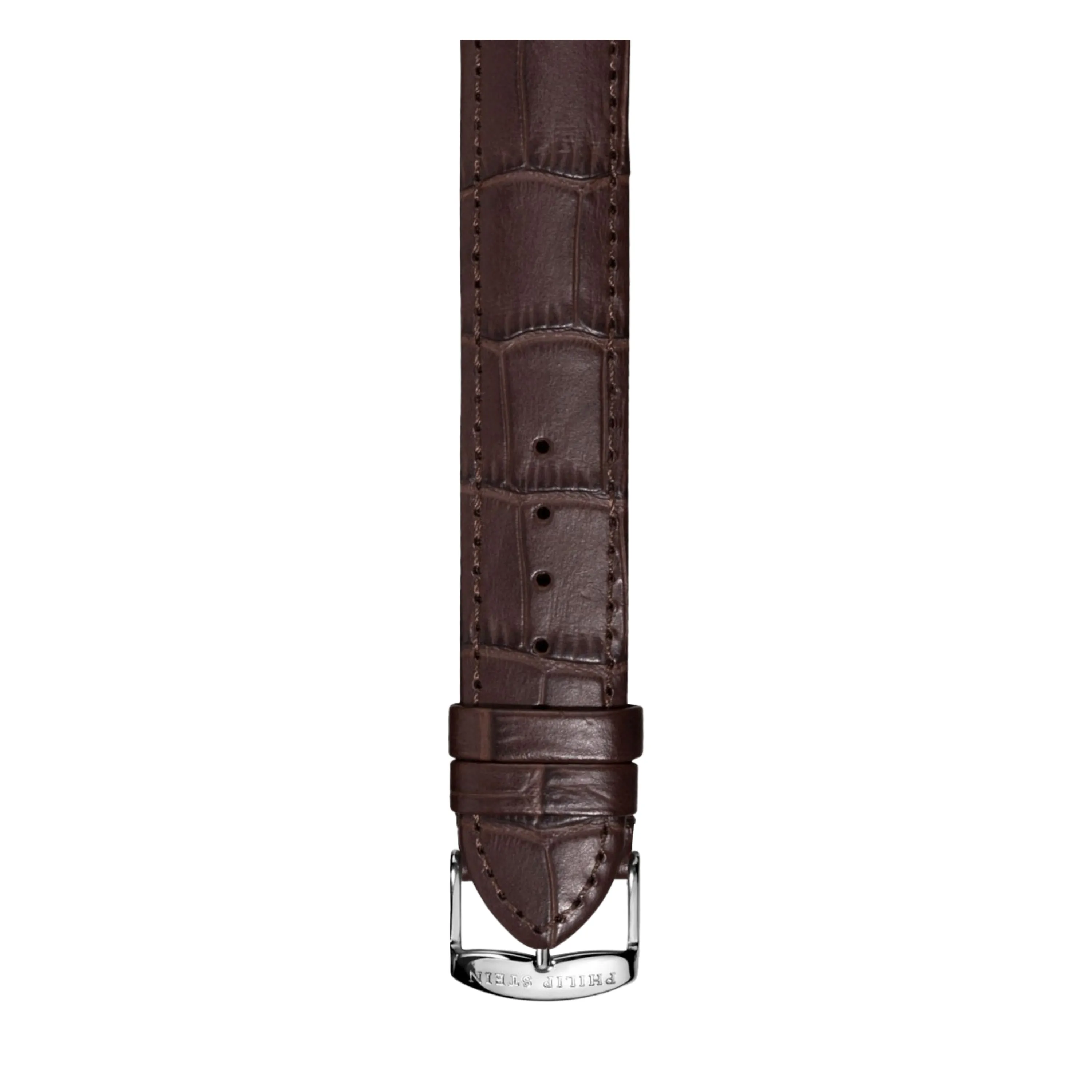 PHILIP STEIN Signature Chocolate Stitched Croco-print Strap Size 2