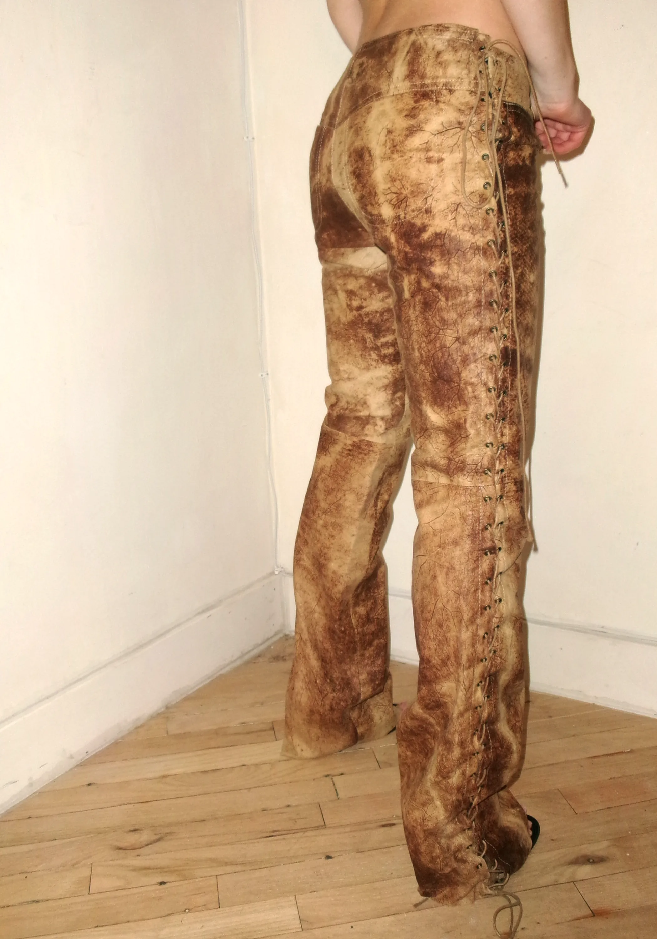 Plein Sud Lace Up Leather Pants