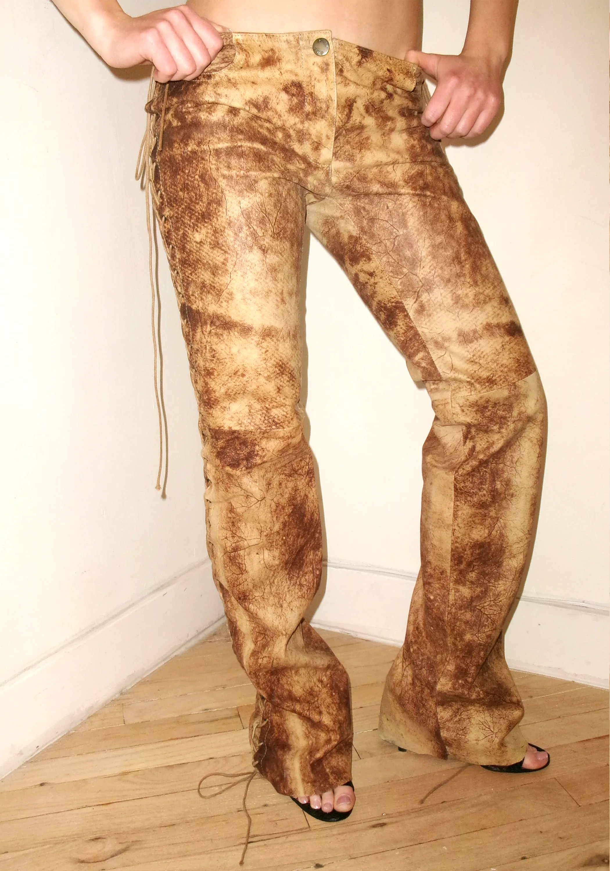 Plein Sud Lace Up Leather Pants