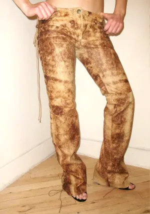 Plein Sud Lace Up Leather Pants