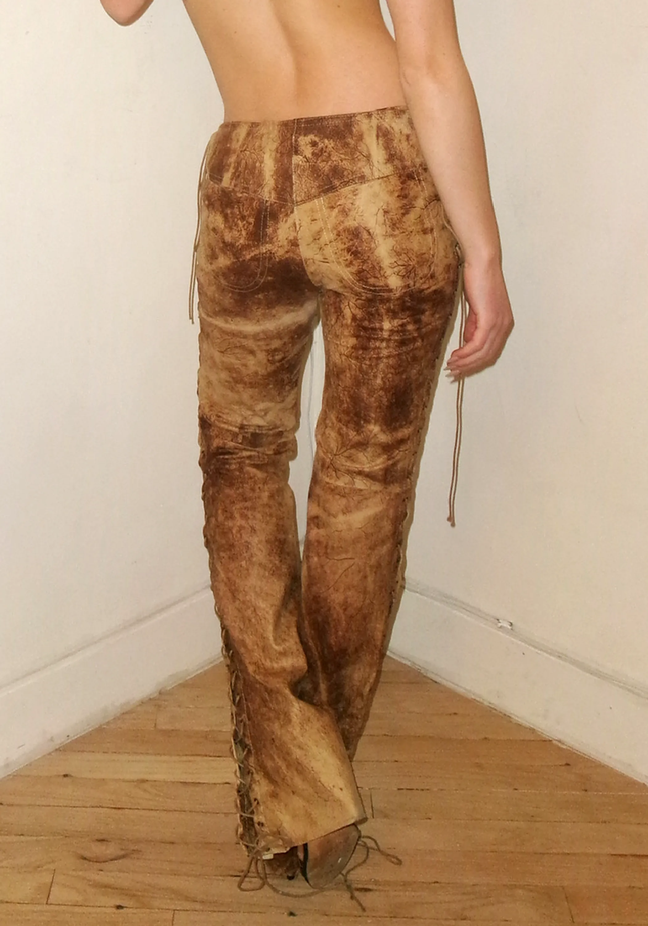 Plein Sud Lace Up Leather Pants