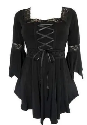 Plus Size Old French Lace-up Blouse