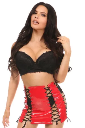 Plus Size Patent Lace Up Skirt