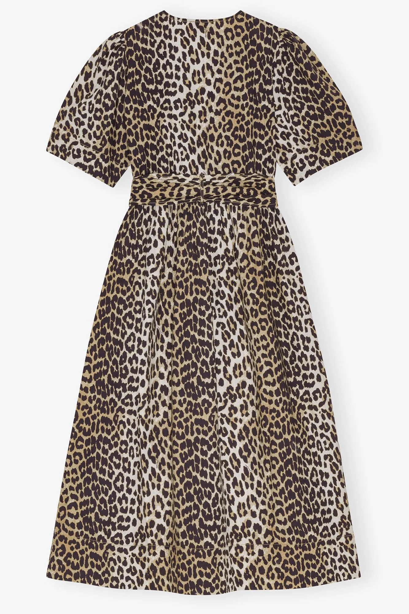 Printed Cotton Tie Strap Midi Dress | Leopard