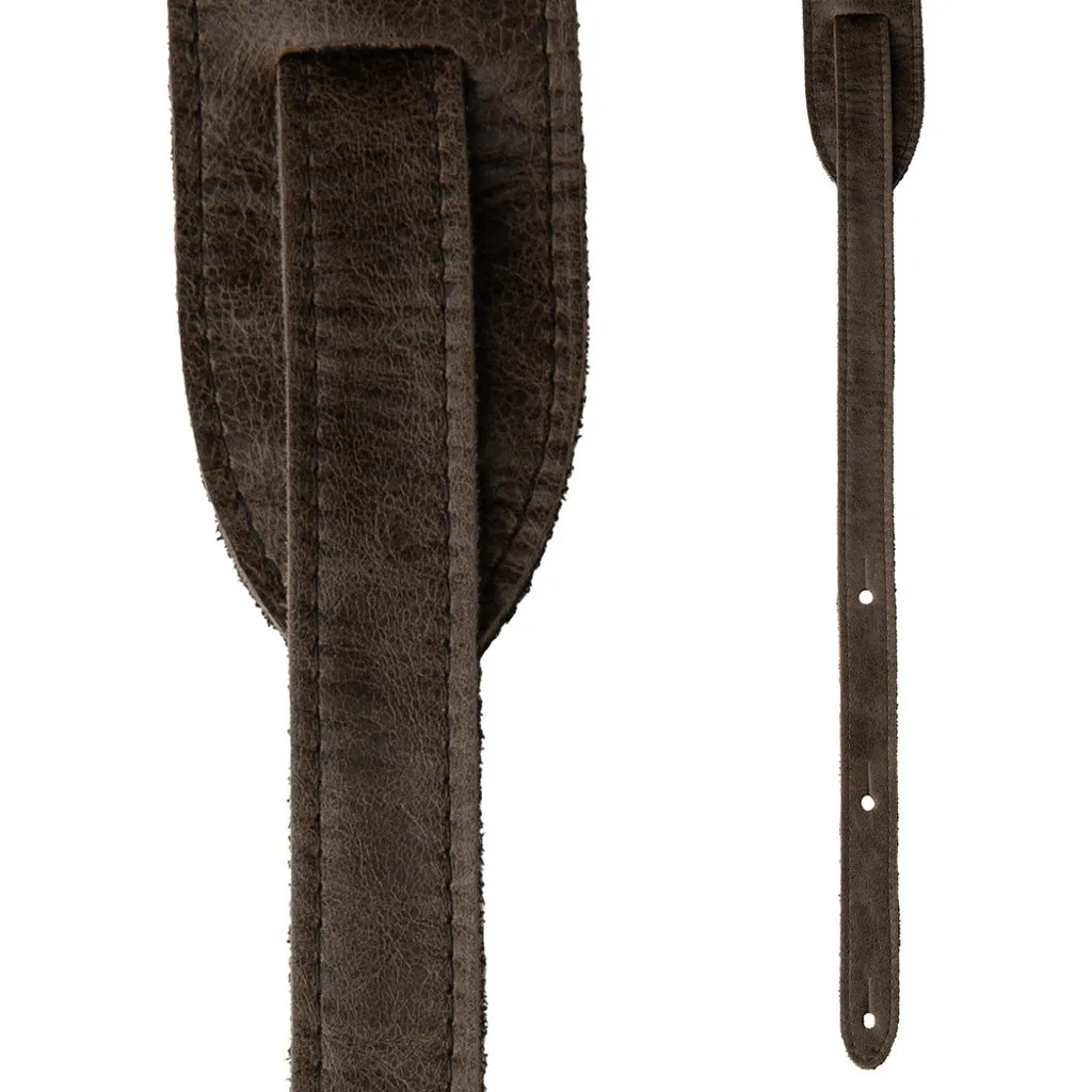 PRS 2 Inch Embossed Birds Leather Guitar Strap, Worn Black