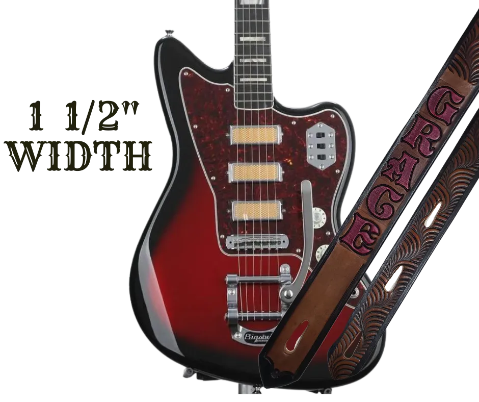 "Somebody to Love"  1 1/2" Leather Guitar Strap