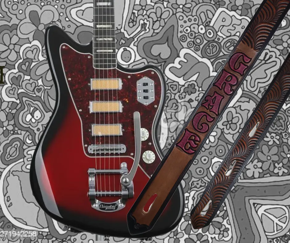 "Somebody to Love"  1 1/2" Leather Guitar Strap