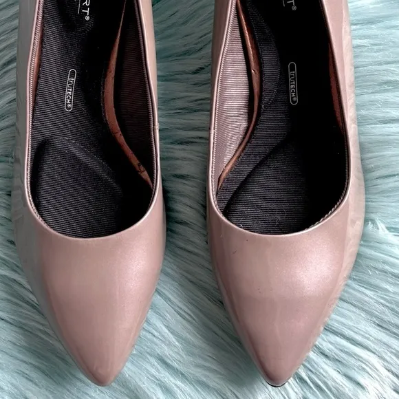 ROCKPORT PATENT LEATHER Total Motion Trutech Metalic Taupe Kitten Heel Women 5.5
