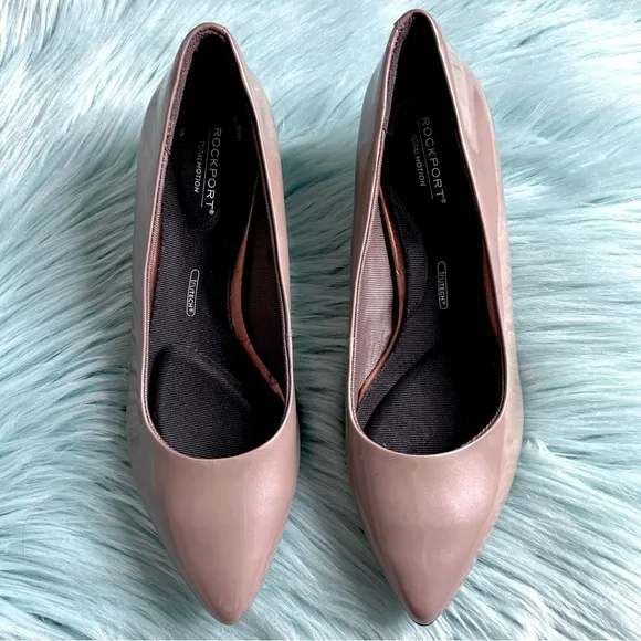 ROCKPORT PATENT LEATHER Total Motion Trutech Metalic Taupe Kitten Heel Women 5.5