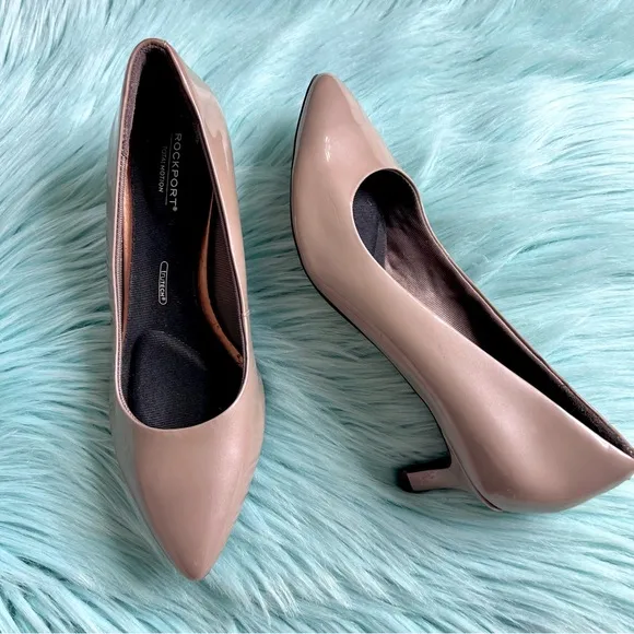 ROCKPORT PATENT LEATHER Total Motion Trutech Metalic Taupe Kitten Heel Women 5.5