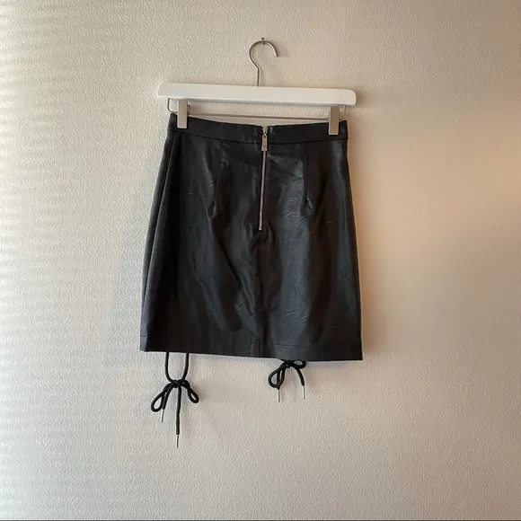 Runaway Black Lace Up Mini Skirt