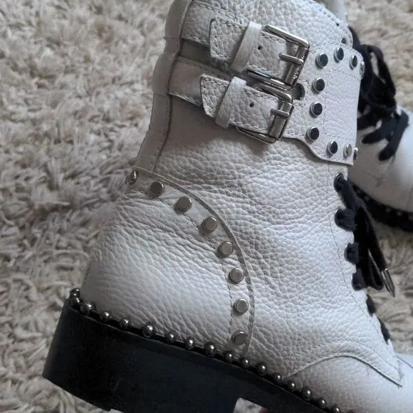 Sam Edelman White Jennifer Studded Combat Boot