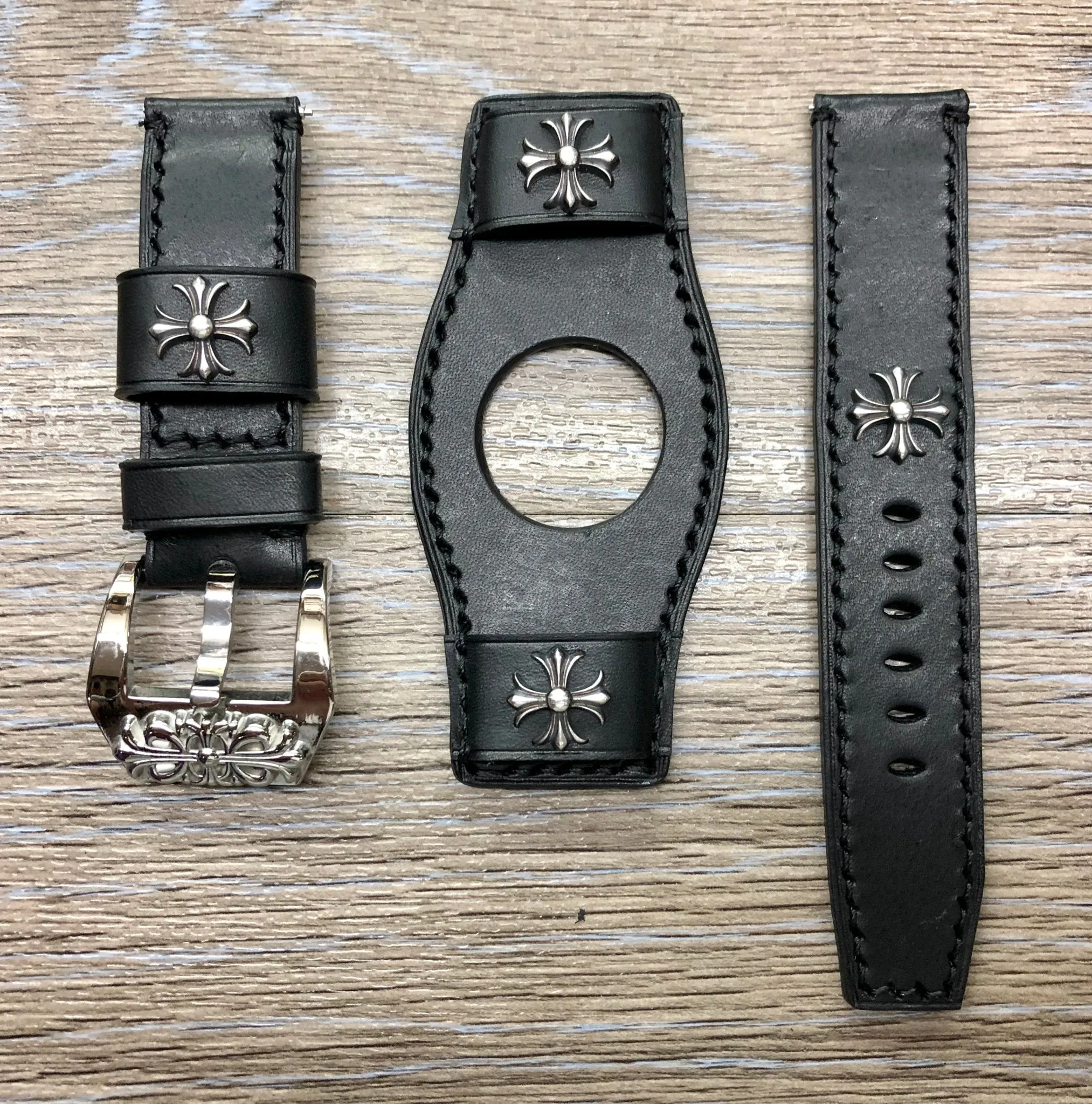 Samsung Galaxy Watch 46mm Watch Bands, Black Leather Galaxy Bund Straps, 42mm Midnight Black, Rose Gold Watch Strap Replacement, Personalise Gift idea