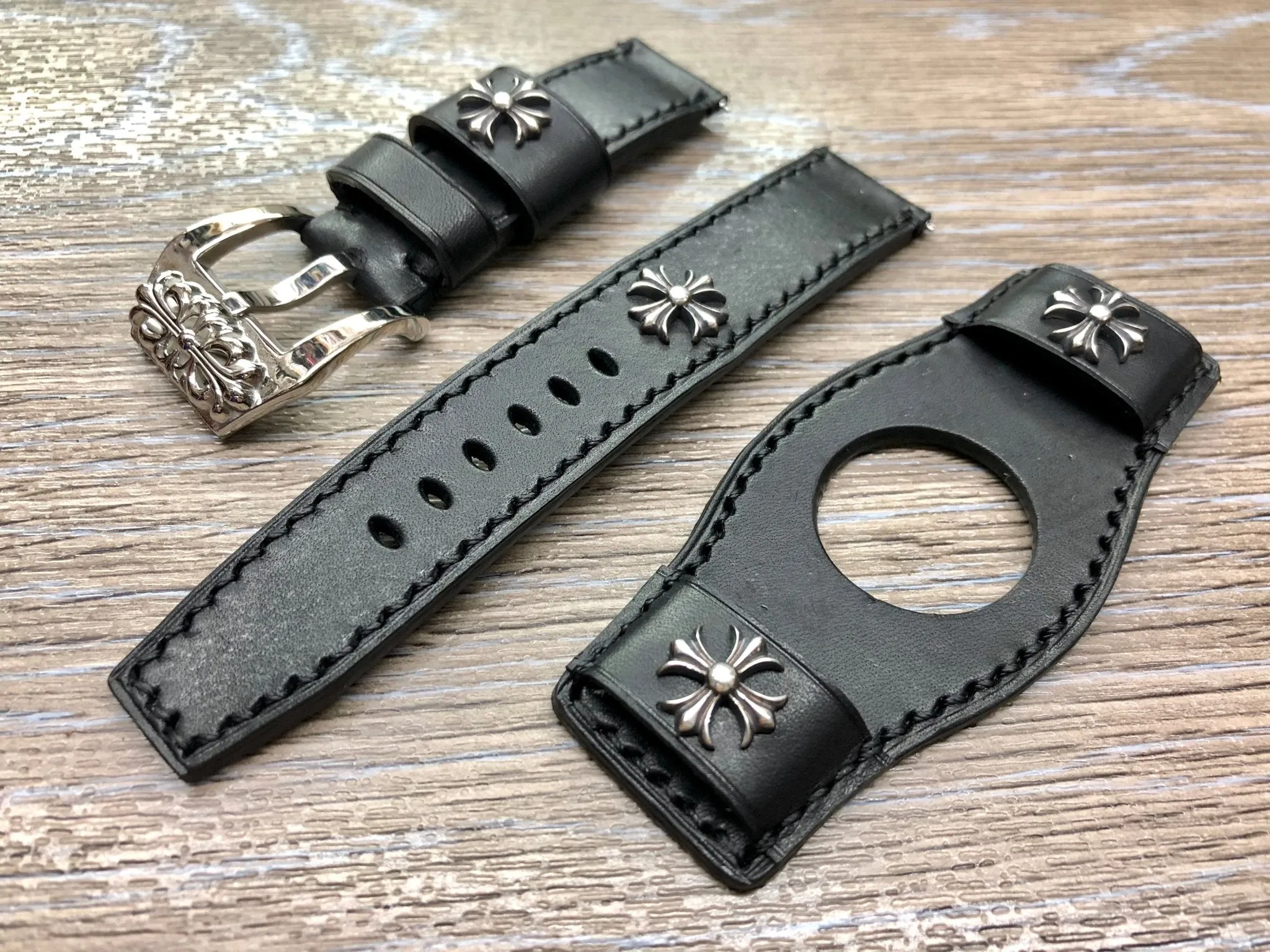 Samsung Galaxy Watch 46mm Watch Bands, Black Leather Galaxy Bund Straps, 42mm Midnight Black, Rose Gold Watch Strap Replacement, Personalise Gift idea
