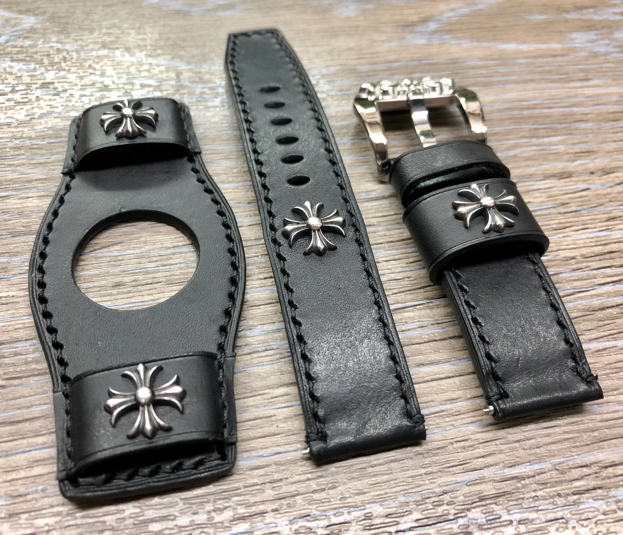 Samsung Galaxy Watch 46mm Watch Bands, Black Leather Galaxy Bund Straps, 42mm Midnight Black, Rose Gold Watch Strap Replacement, Personalise Gift idea