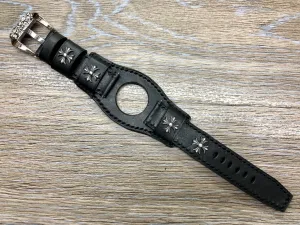 Samsung Galaxy Watch 46mm Watch Bands, Black Leather Galaxy Bund Straps, 42mm Midnight Black, Rose Gold Watch Strap Replacement, Personalise Gift idea