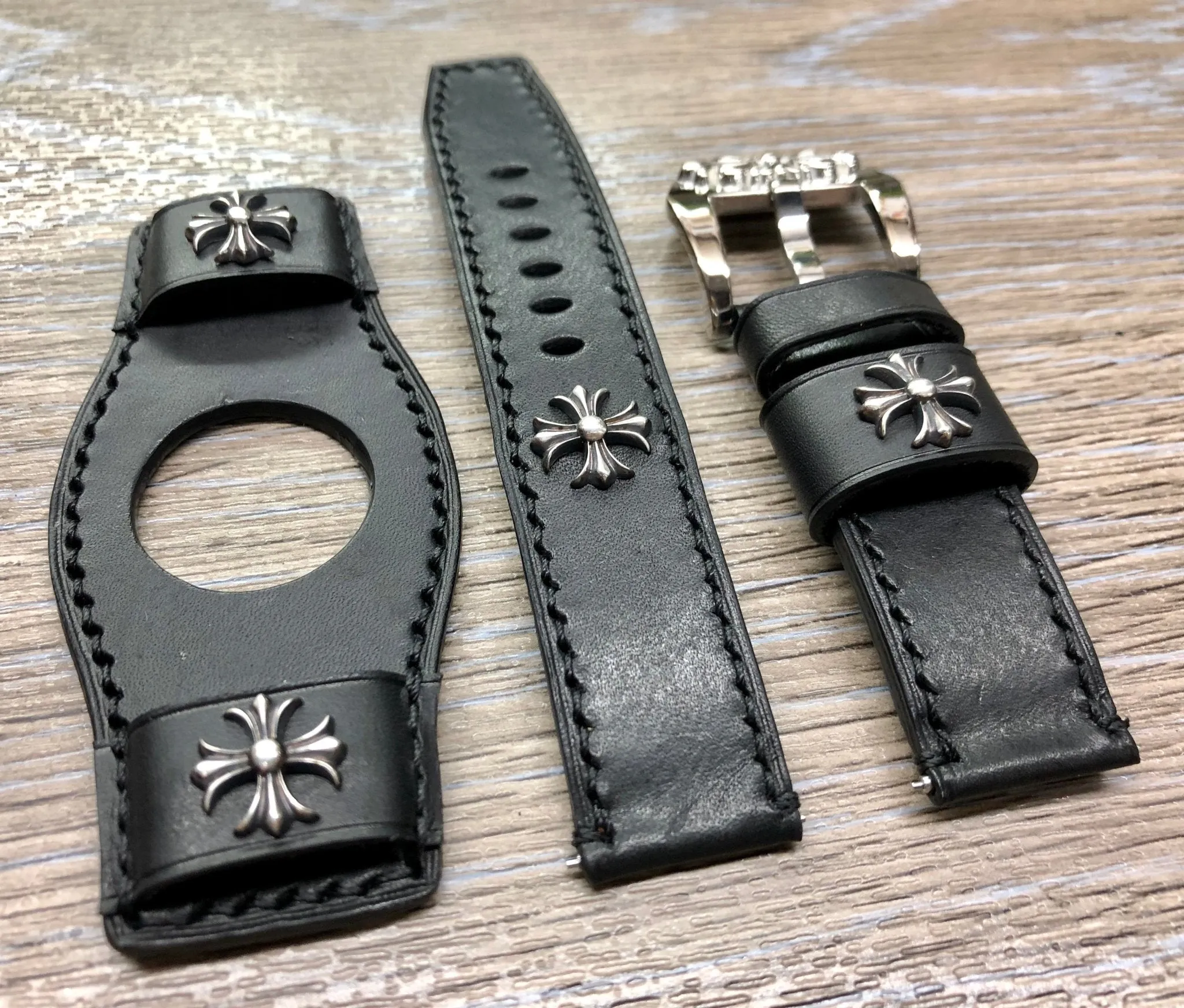 Samsung Galaxy Watch 46mm Watch Bands, Black Leather Galaxy Bund Straps, 42mm Midnight Black, Rose Gold Watch Strap Replacement, Personalise Gift idea