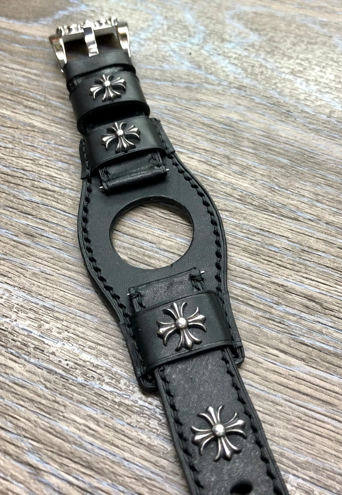 Samsung Galaxy Watch 46mm Watch Bands, Black Leather Galaxy Bund Straps, 42mm Midnight Black, Rose Gold Watch Strap Replacement, Personalise Gift idea