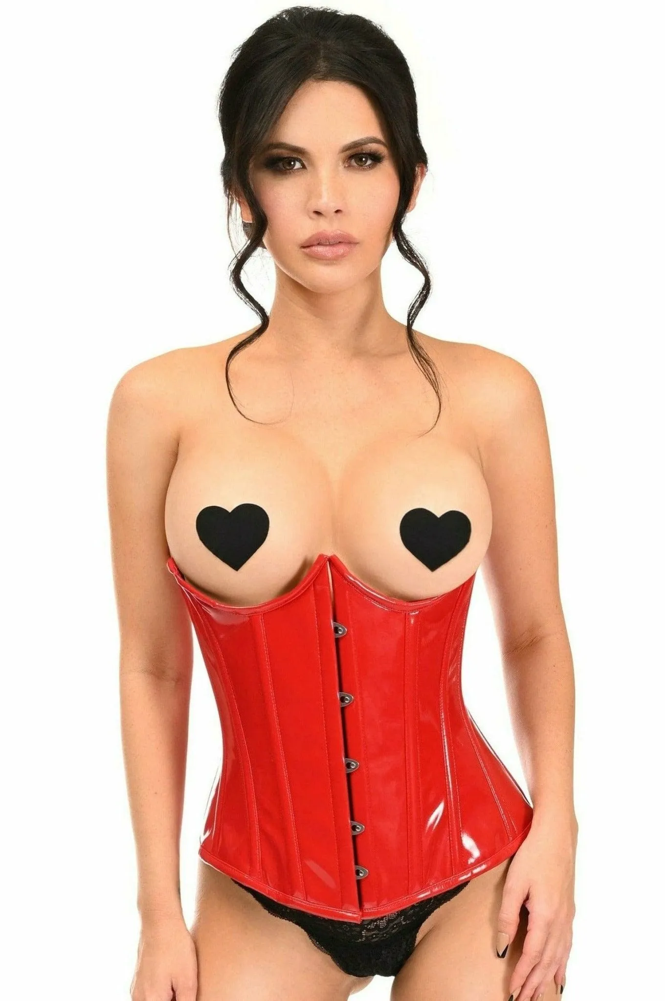 Sexy Red Patent PVC Underwire Underbust Corset