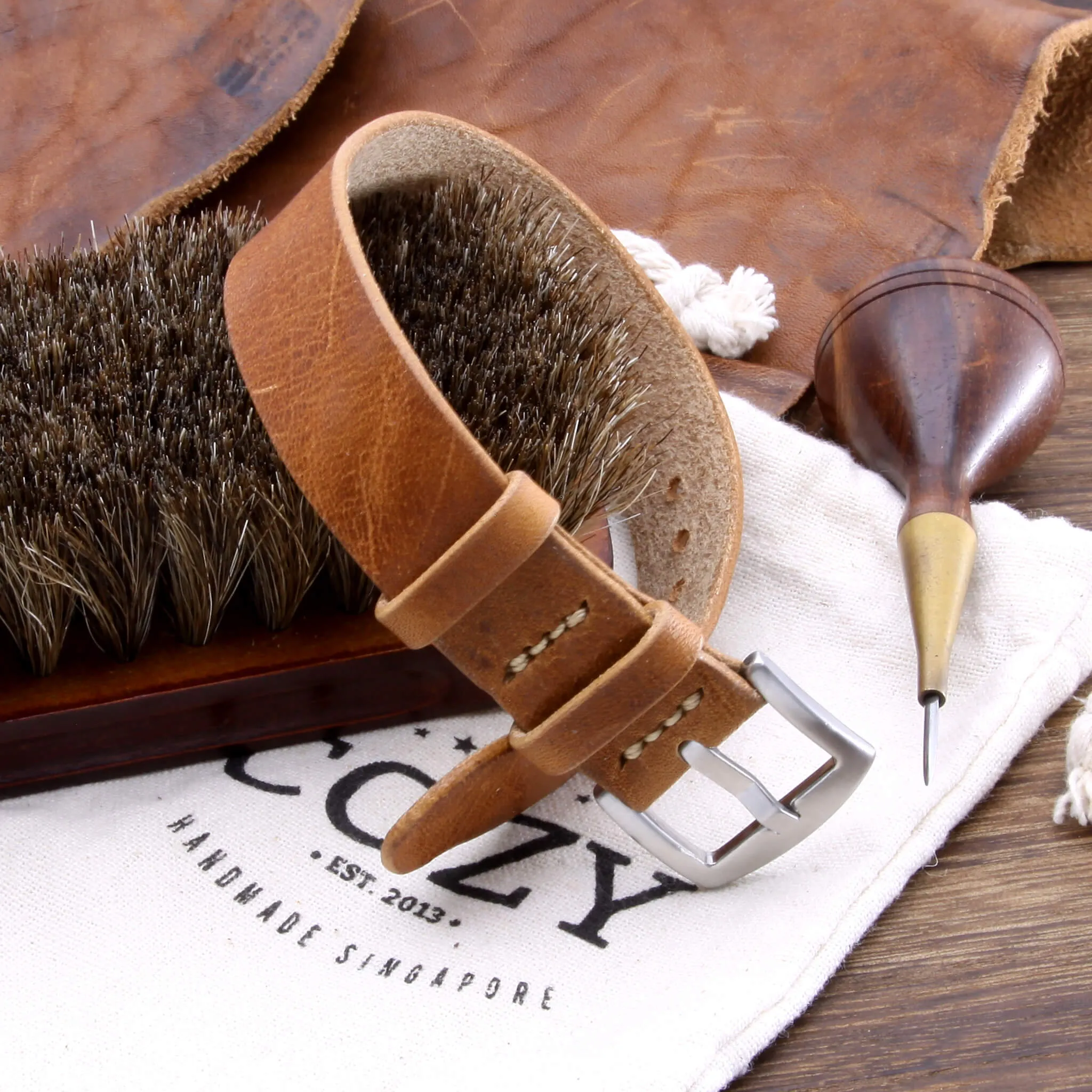Single Pass Leather Watch Strap, 2-Keeper Vintage 401