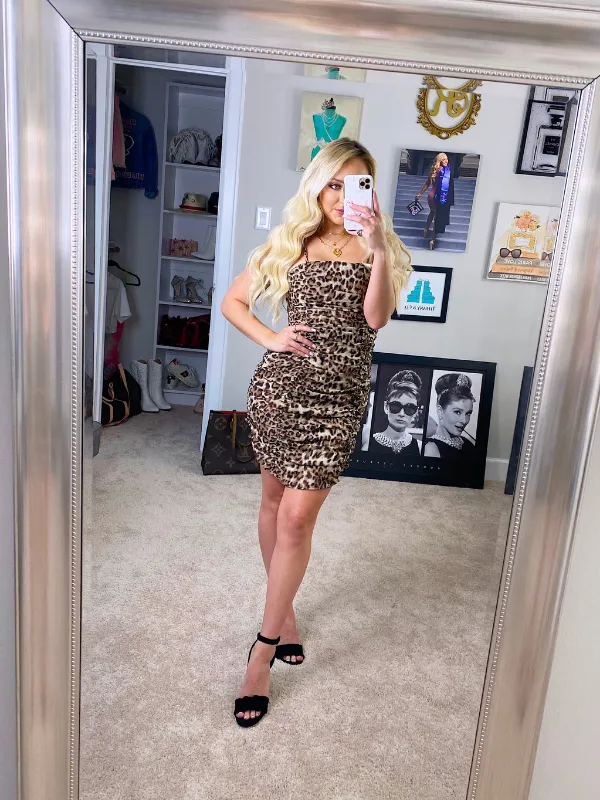 Smoke Show Ruched Dress, Cheetah