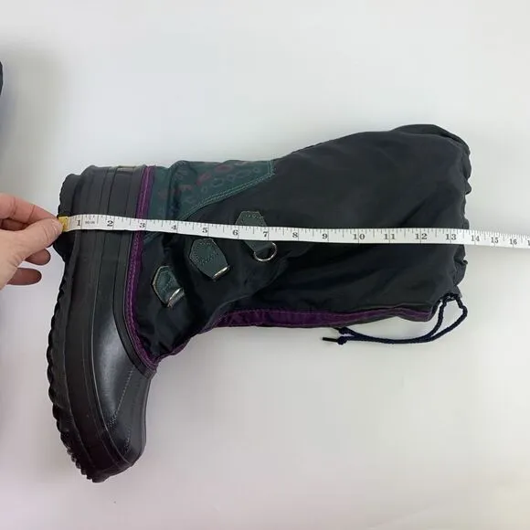 Sorel Freestyle Knee High Nylon Boots Felt Liner Black Purple Green Womens 8