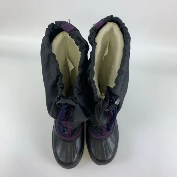 Sorel Freestyle Knee High Nylon Boots Felt Liner Black Purple Green Womens 8