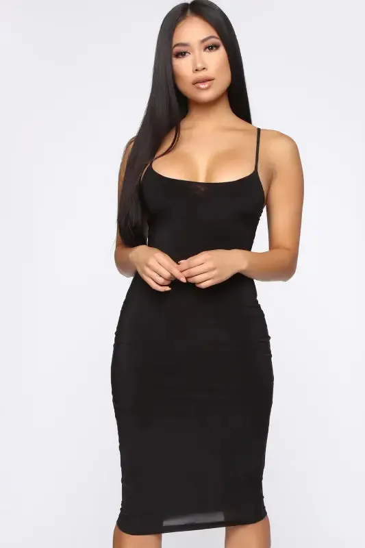 Spaghetti Strap Basic Midi Dress
