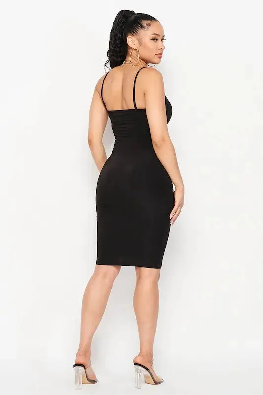Spaghetti Strap Basic Midi Dress