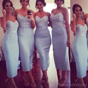 Spghetti Straps Blue Mermaid Short Cheap Bridesmaid Dresses Online, WG317