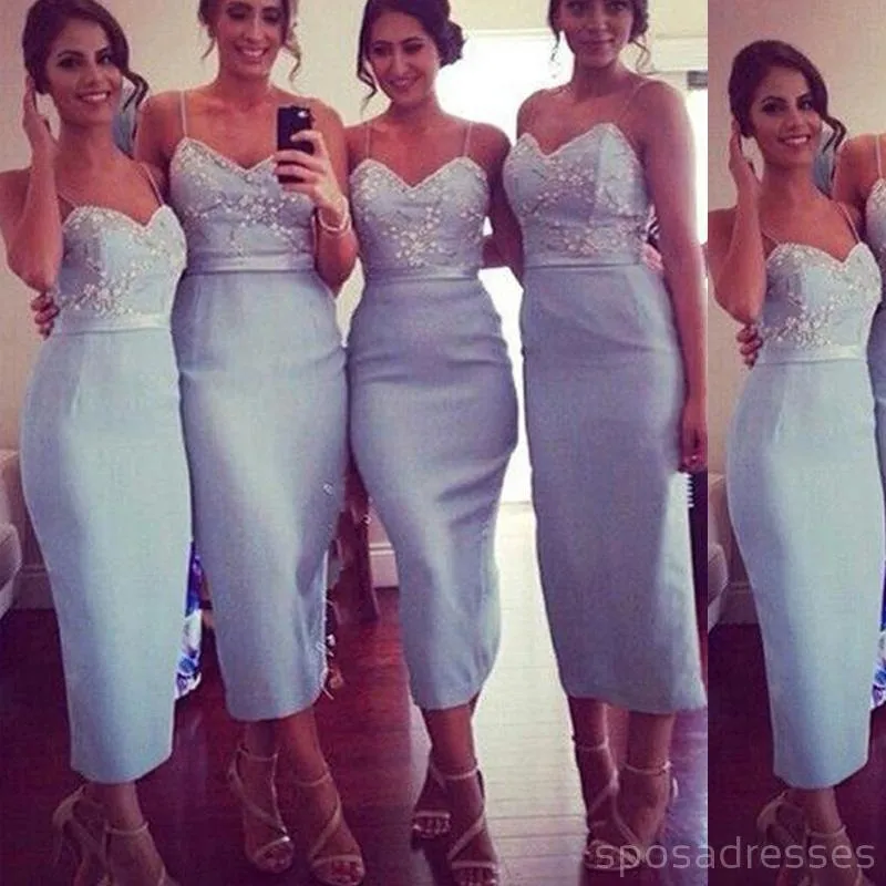 Spghetti Straps Blue Mermaid Short Cheap Bridesmaid Dresses Online, WG317