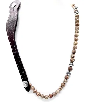 Spur Strap Necklace with Natural Ocean Fossil Jasper