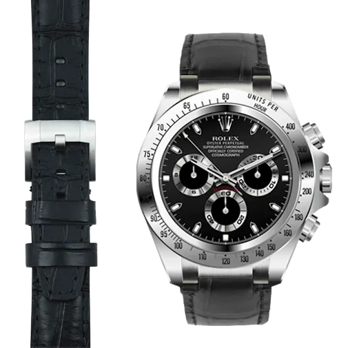 Steel End Link Leather Strap for Rolex Daytona with Tang Buckle