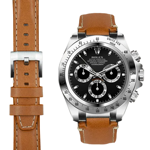Steel End Link Leather Strap for Rolex Daytona with Tang Buckle