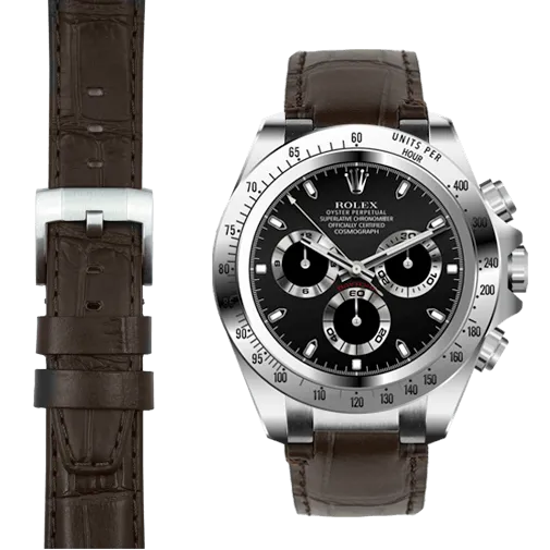 Steel End Link Leather Strap for Rolex Daytona with Tang Buckle