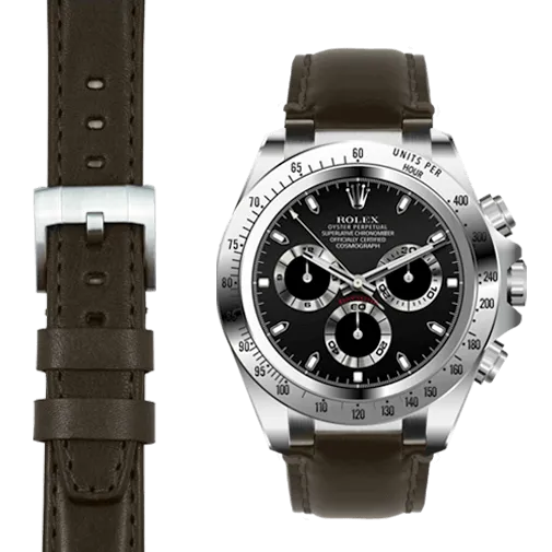 Steel End Link Leather Strap for Rolex Daytona with Tang Buckle