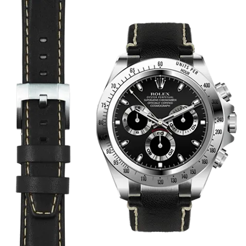 Steel End Link Leather Strap for Rolex Daytona with Tang Buckle