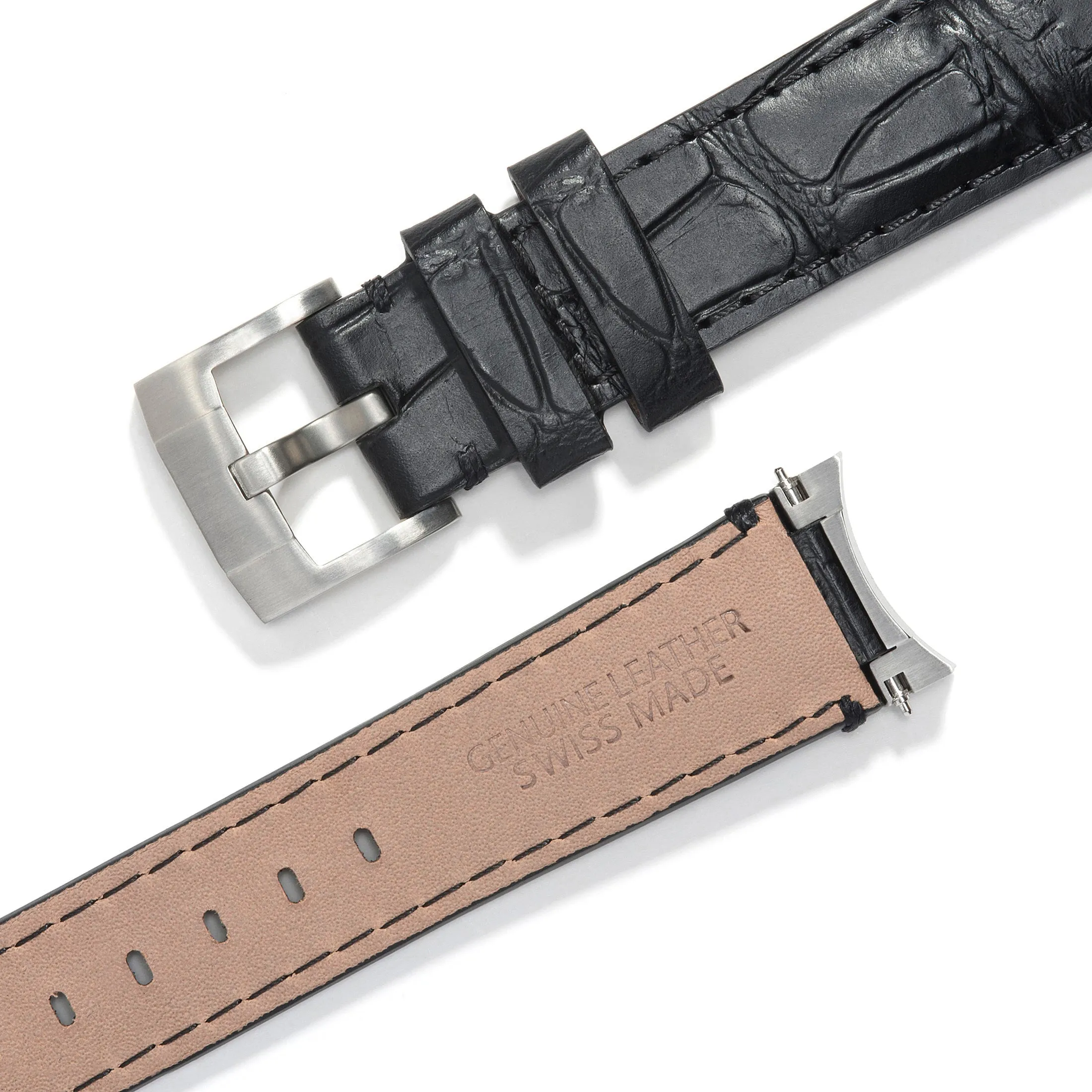 Steel End Link Leather Strap for Rolex Explorer I with Tang Buckle