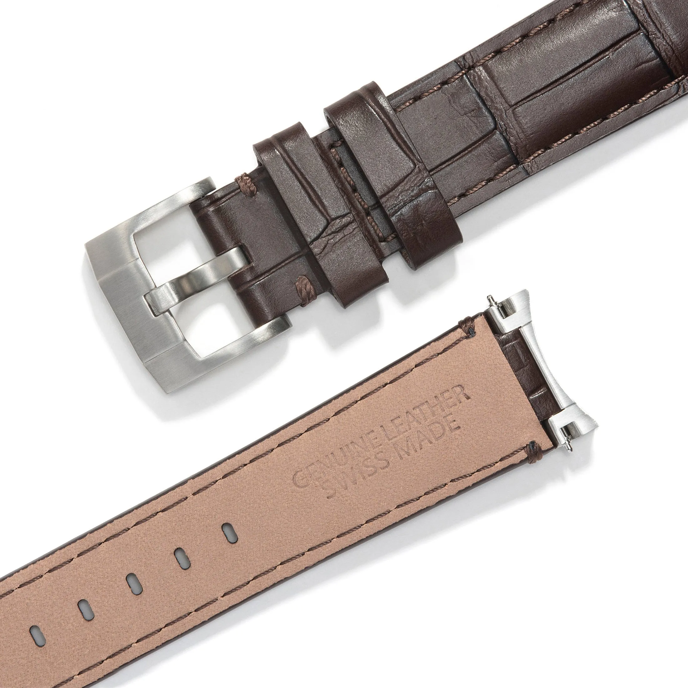 Steel End Link Leather Strap for Rolex Explorer I with Tang Buckle
