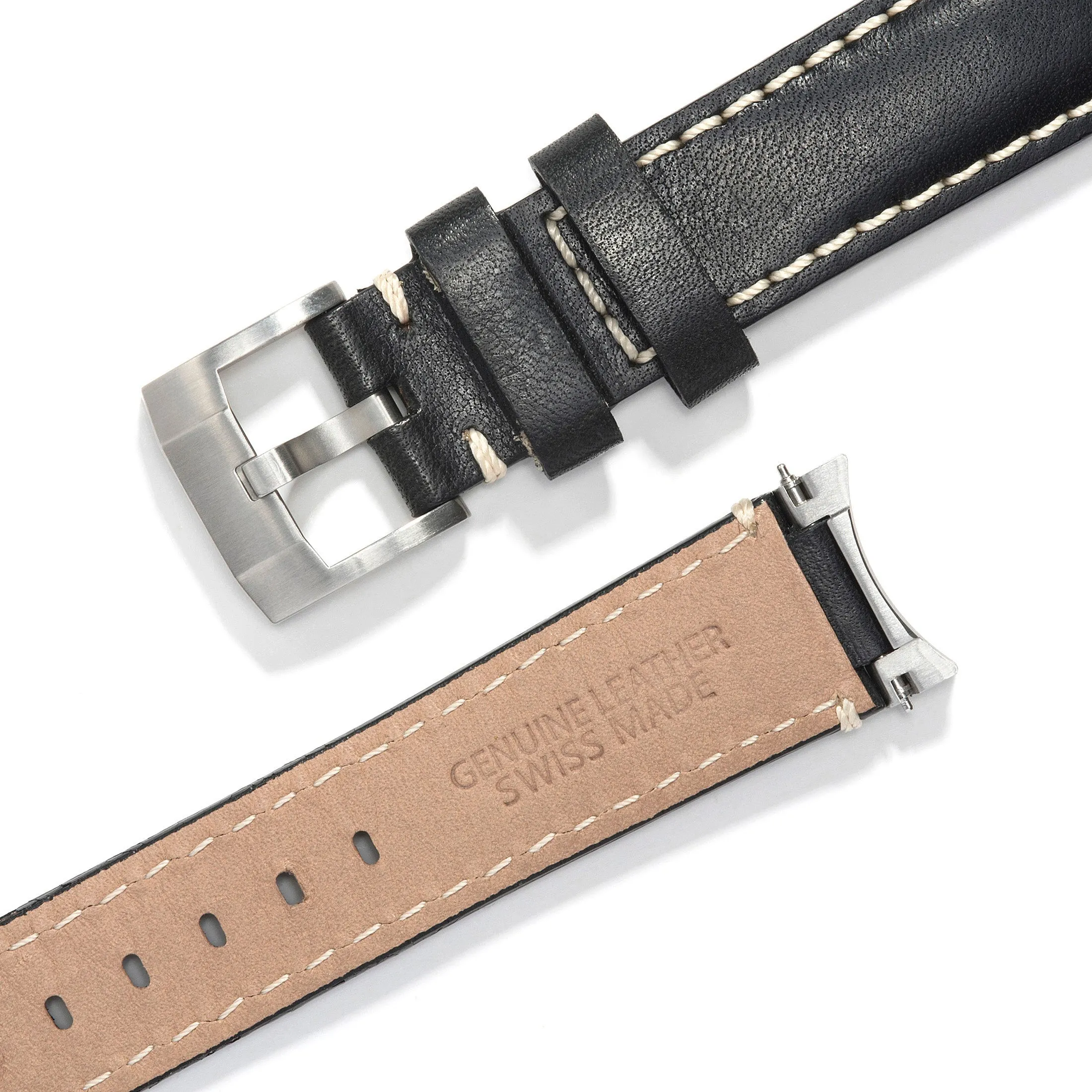 Steel End Link Leather Strap for Rolex Explorer I with Tang Buckle